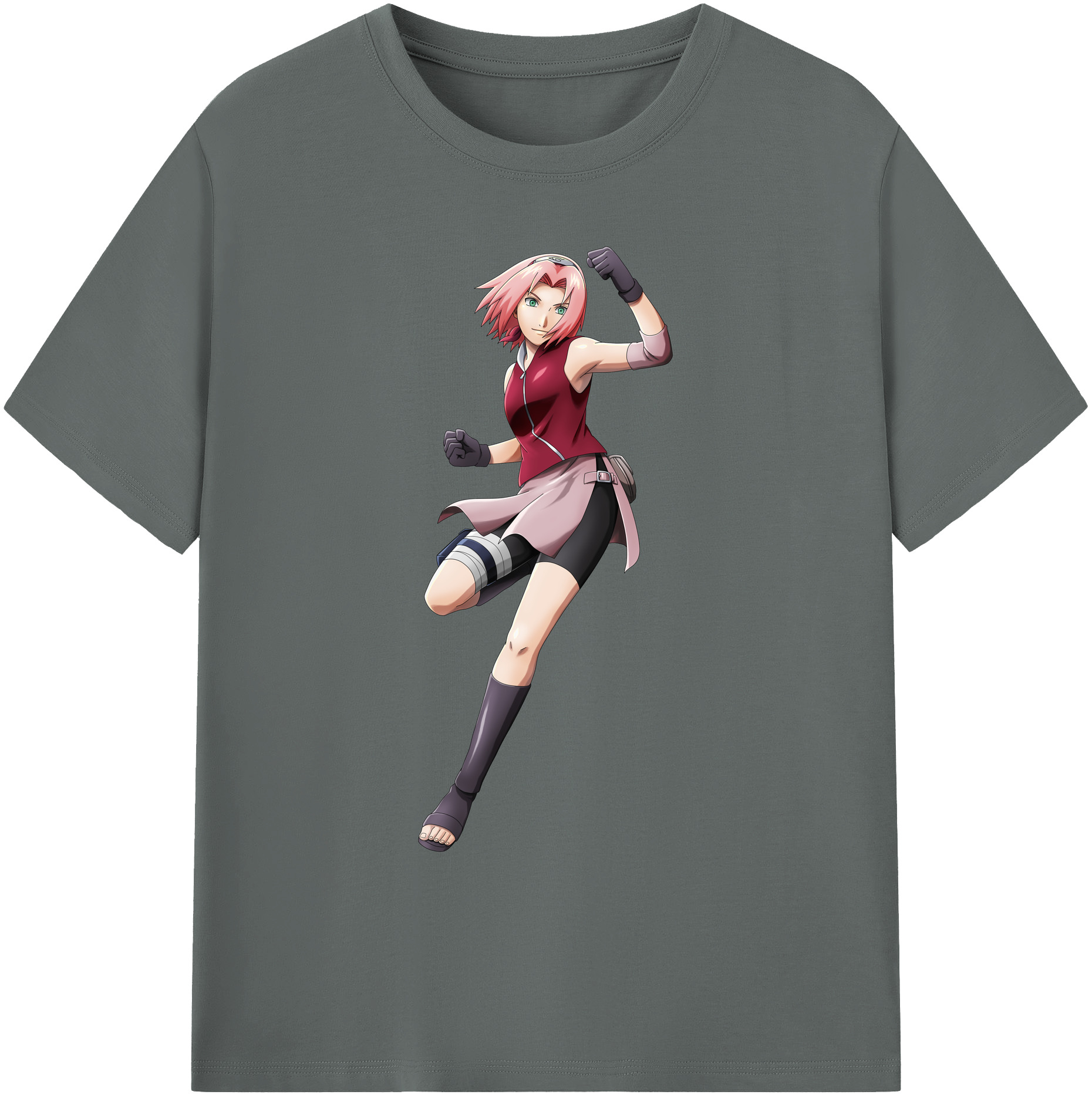 （画像用） NARUTO -ナルト- 春野サクラ Haruno Sakura 綿100％ メンズ半袖Tシャツ｜肌触りやわらか＆通気性